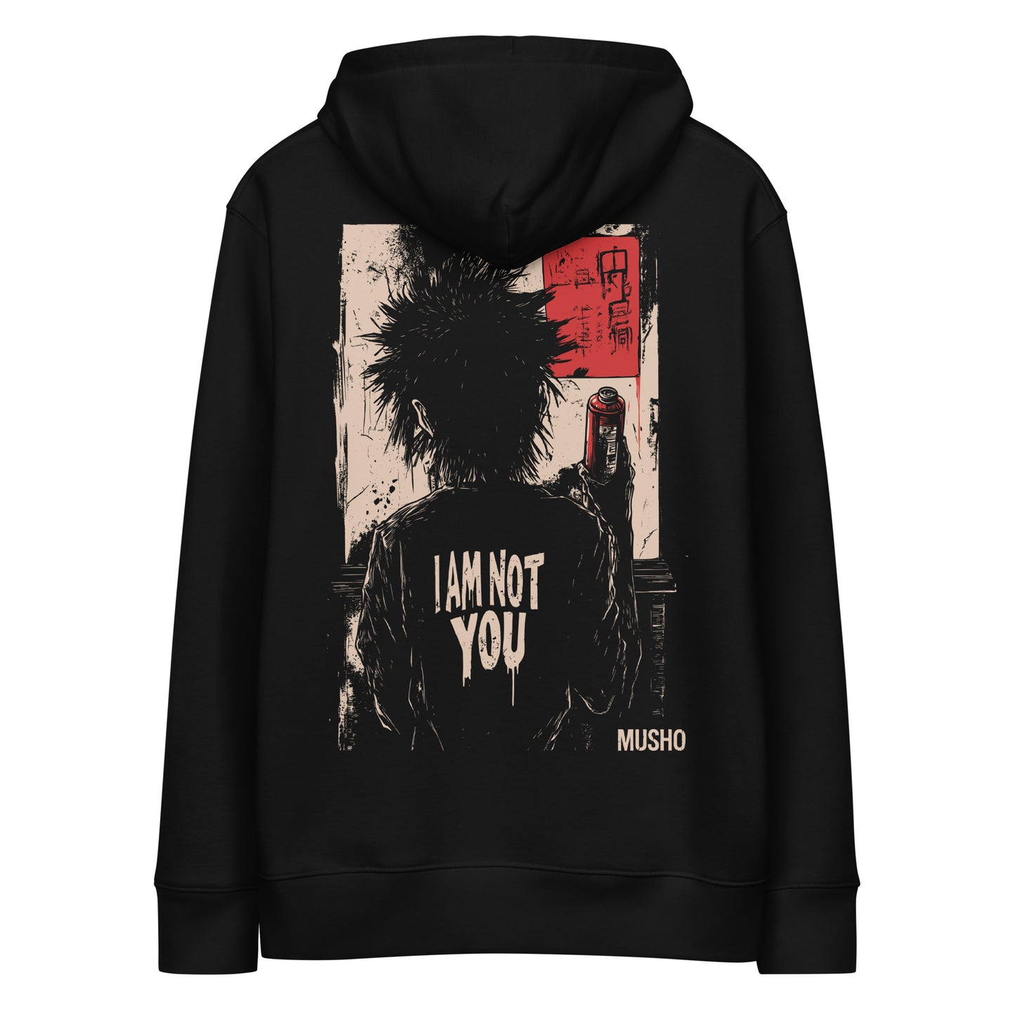 I am not you hoodie mockup, black, back
