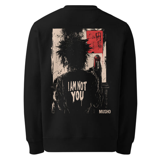 I am not you sweatshirt mockup, black, back