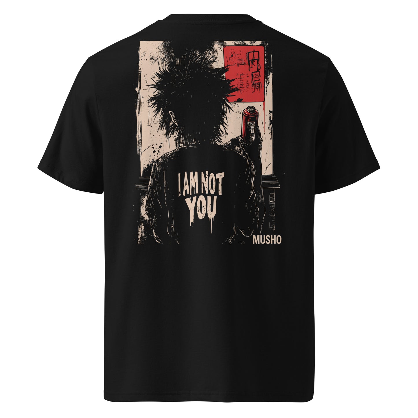 I am not you tshirt mockup, black, back